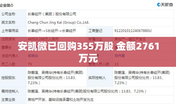 安凯微已回购355万股 金额2761万元