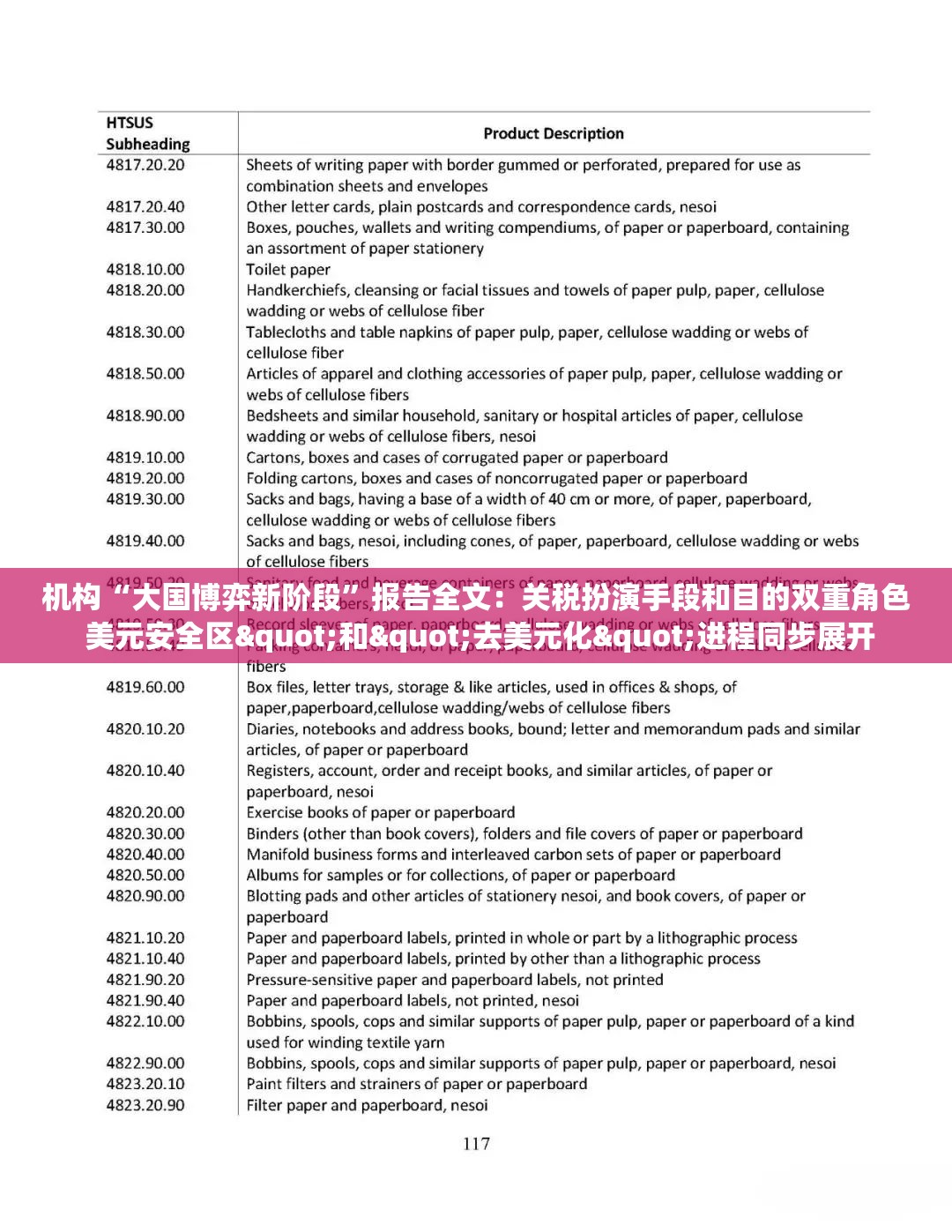 机构“大国博弈新阶段”报告全文：关税扮演手段和目的双重角色 美元安全区"和"去美元化"进程同步展开